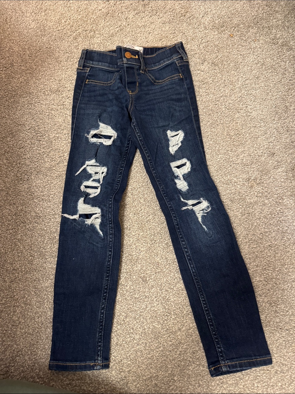 abercrombie kids Dark Blue Distressed Skinny Jeans